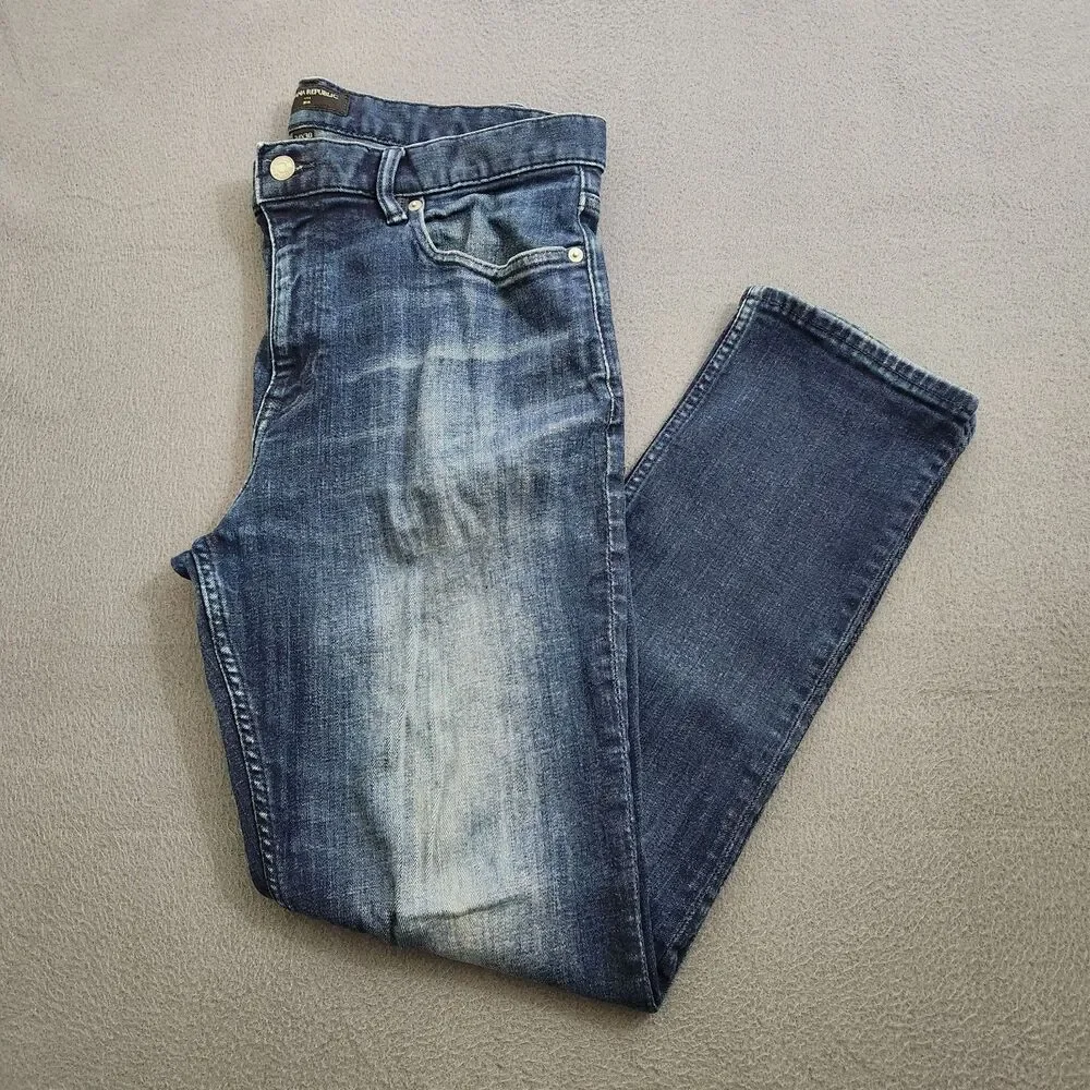 Banana Republic Factory Men 34X30(28) Slim Fit Casual Jeans Dark Wash Denim